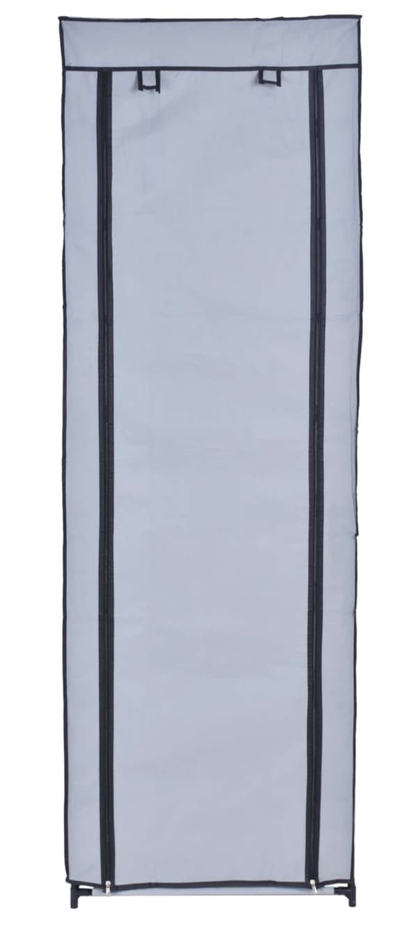 Skoskåp, grått tyg, 9 hyllor, 172 cm
