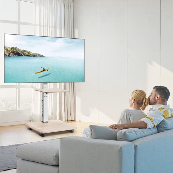 Rullande TV-stativ för 32-70 tum, höjdjusterbart, bricka