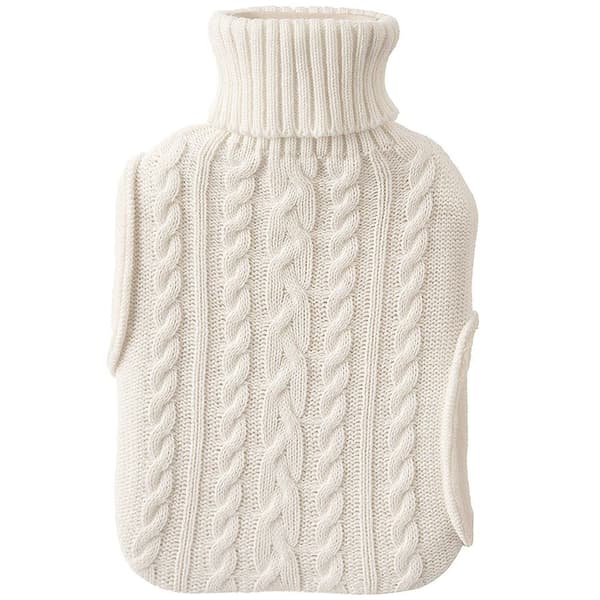Lämmityspullo, jossa mukava neulottu beige kansi