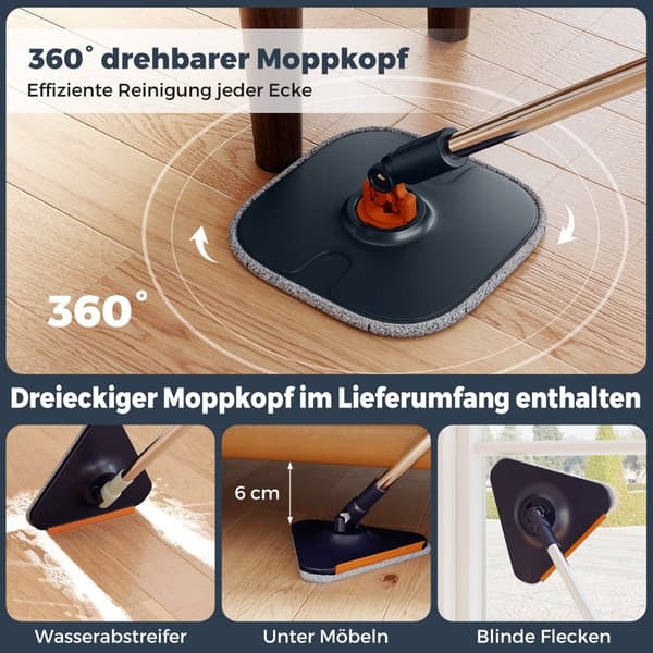 4L gulvmoppe- og spandsystem med 360 graders rotationshoved