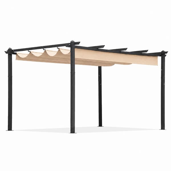 Havepergola 3x4m, stålramme, beige baldakin