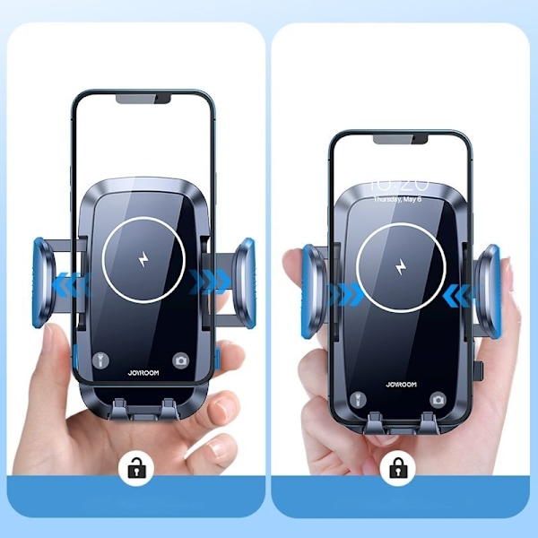 Biltelefonholder til grill, Qi oplader 15W, sort