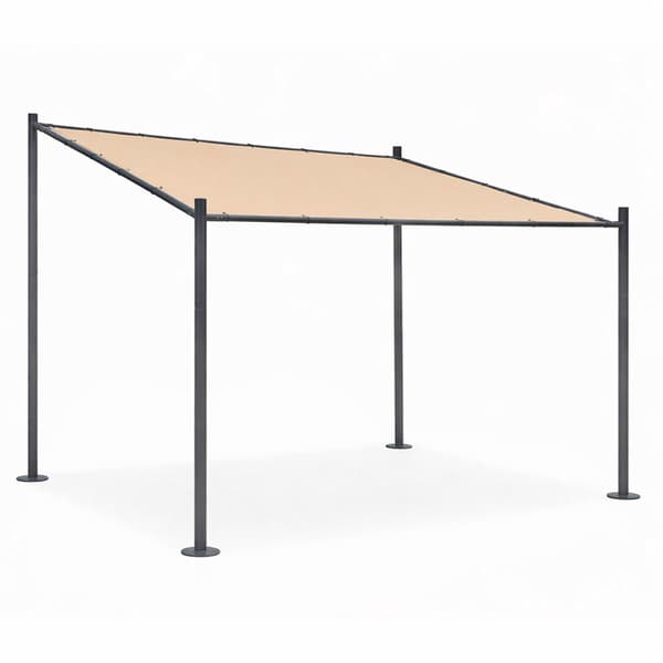 Havepergola 3x3m, stålramme, beige baldakin