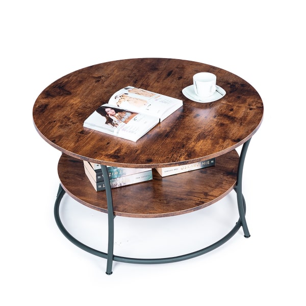 Bord, rundt sofabord, bænk, to industrielle bordplader ModernHome