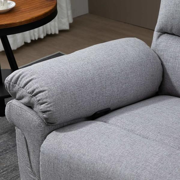 Avslappningsstol med liggfunktion, 165° lutning, fällbart fotstöd, linnetouch, vilstol, TV-stol, 91 x 92 x 102 cm, ljusgrå
