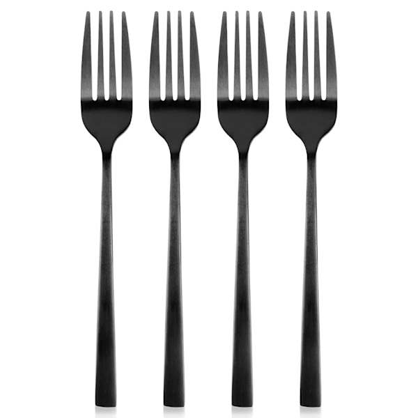 Sorte stål dessertgafler, 4 stk.