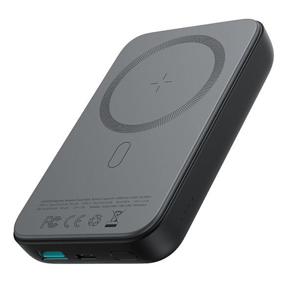 Mini Power Bank 10000mAh magnetisk med QC PD USB oplader USB-C sort