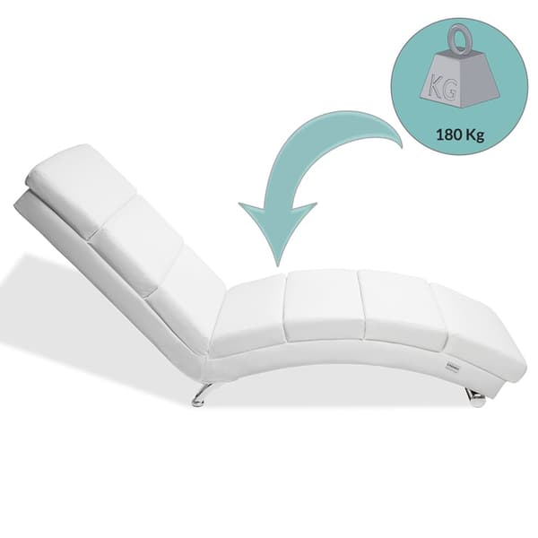 Vit schäslong i konstläder med ergonomisk rygg