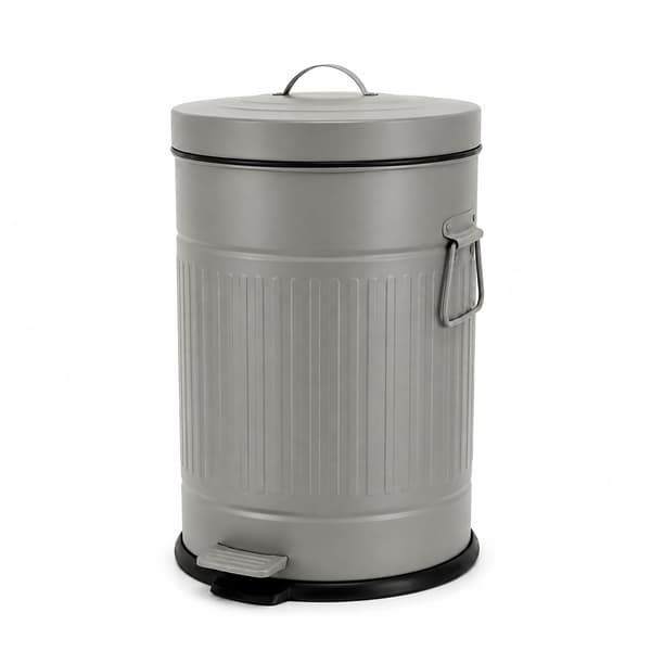 Grå retro pedalbin, 20 liter, mjukstängande, kök/kontor