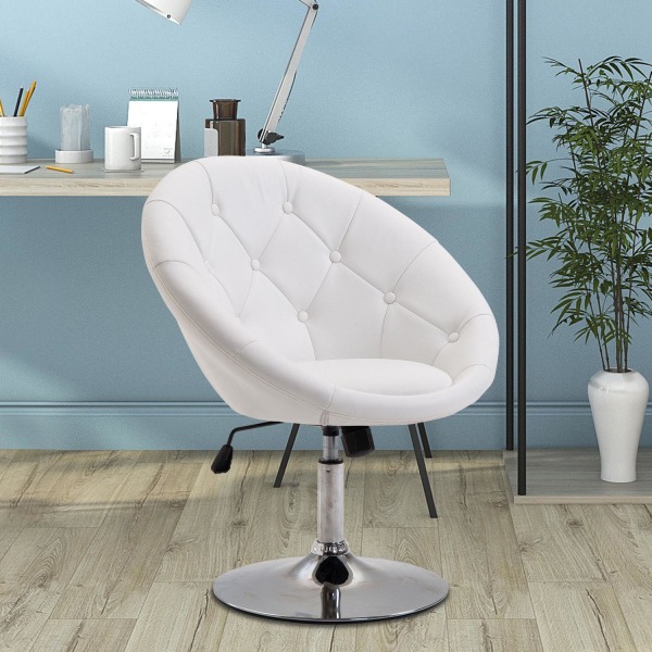 Arbejdsskammel Drejelig Skammel Forkromet Højdejusterbar Pu + Stål Sort/Hvid 56X71X78-90Cm (Hvid)