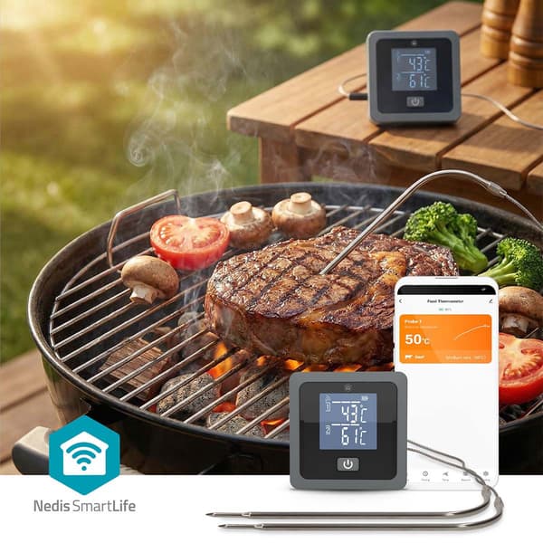 Bluetooth-kødtermometer, dobbelte prober, smart app-styring