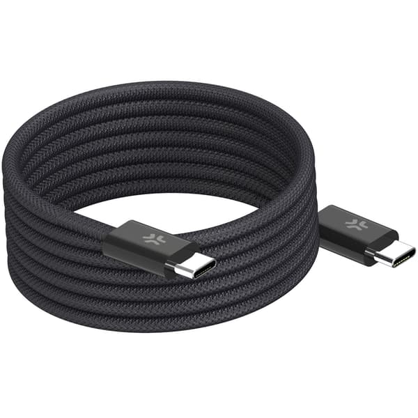 USB-C magnetisk flätad kabel, 60W, 1m, svart
