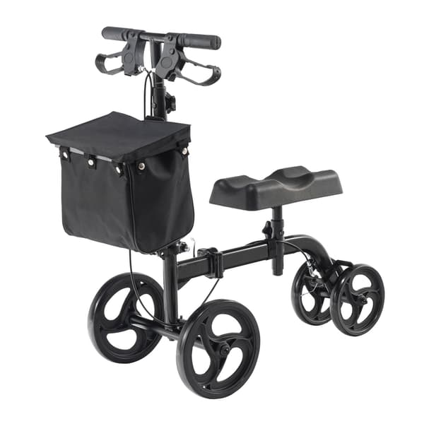 Hopfällbar knäscooter, kolstål, terränghjul, dubbla bromsar