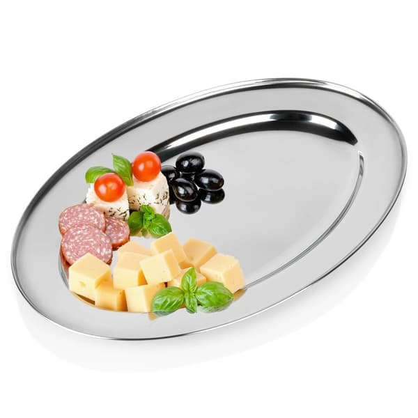 Ovalt serveringsfat i rostfritt stål 40x27 cm