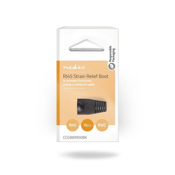 Trækaflastningskappe | RJ45 | PVC | Sort | Box | 10 stk.