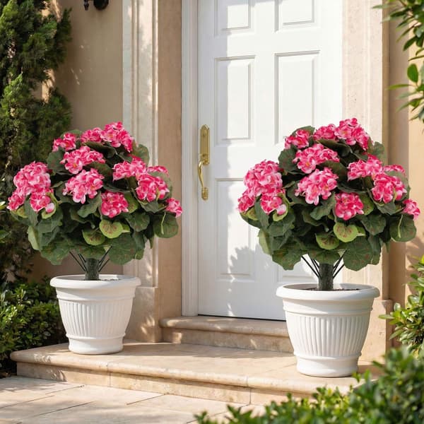 Konstgjorda pelargonväxter, 2-pack, rosa, inomhus/utomhus