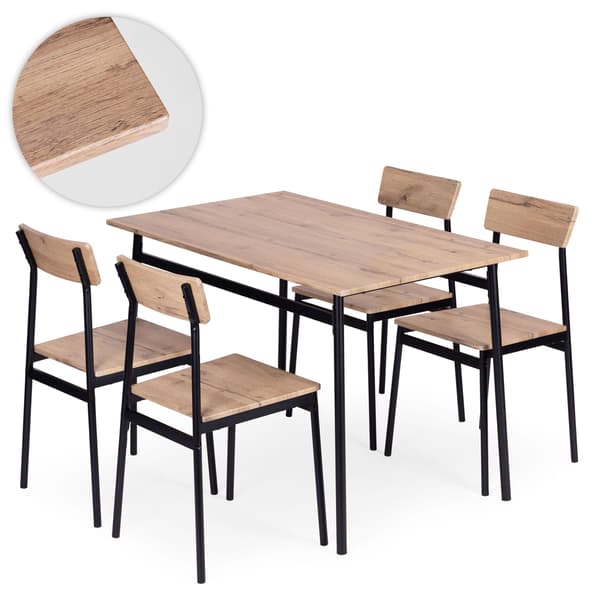 Matbordsset med 4 stolar, MDF och stål