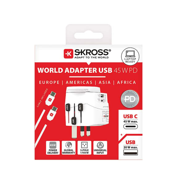 Rejseadapter med 45W USB-C hurtigopladning
