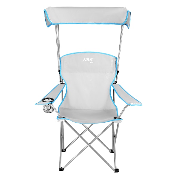 Campingstol med solskydd, grå
