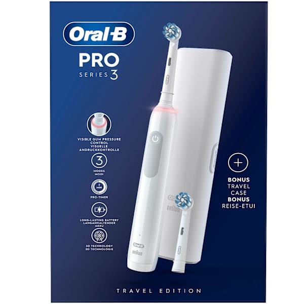 Elektrisk tandbørste Pro3 Hvid + Ekstra Refill + TC