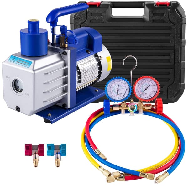 HVAC-vakuumpumpsats, 4,8 CFM enstegs, mätarsats