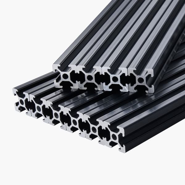 2020 T-spårs aluminiumprofil, 10-pack 2000 mm svart