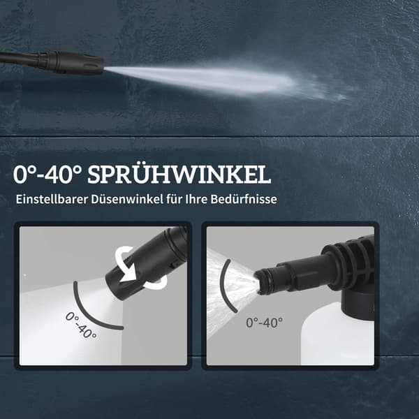 Bärbar högtryckstvätt, 1800W, 135 bar, justerbart munstycke