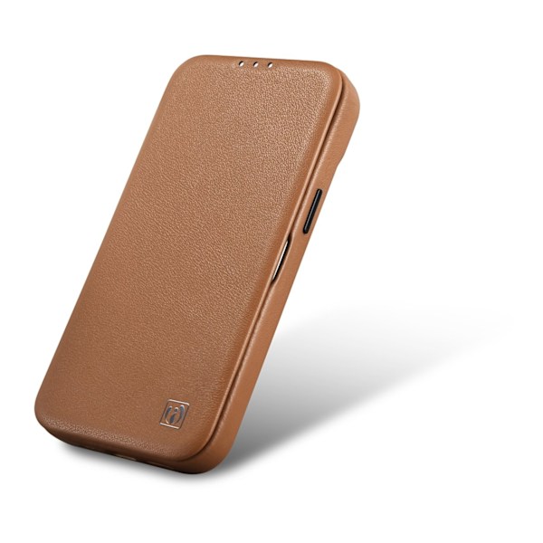 Lædercover til iPhone 14 med magnetisk klap MagSafe CE Premium Læder lysebrun