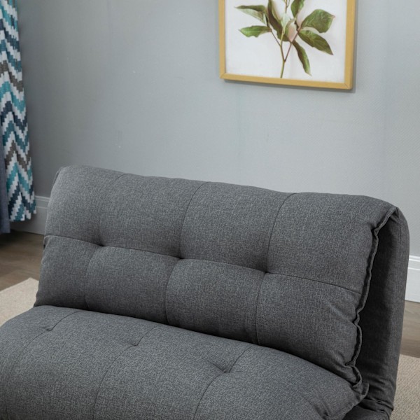 Gulvstol 2-i-1 Gulv Sovesofa Sovesofa 13 Positioner Justerbart ryglæn til stue Linned 100 x 71 x 54 cm Grå