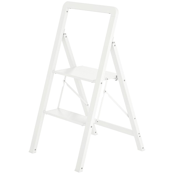 Tikkaat 3 askelmaa, liukumaton taittoaskel kahvalla, kuorma jopa 150 kg, kevyet alumiinitikkaat, 41,5 x 49,7 x 82,6 cm, valkoinen