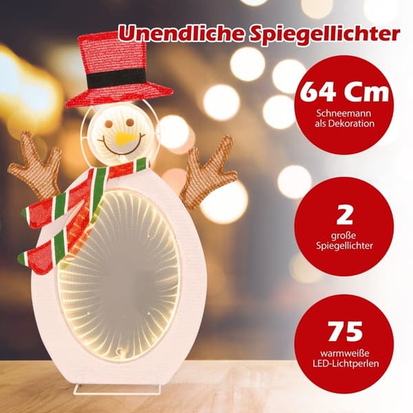 LED snemand med 2 tunnellys julefigur julelys
