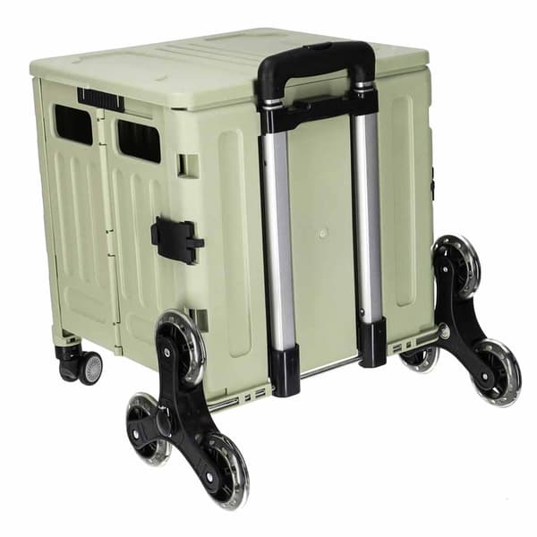 Trappeklatrende indkøbsvogn, foldbar 32L, låg