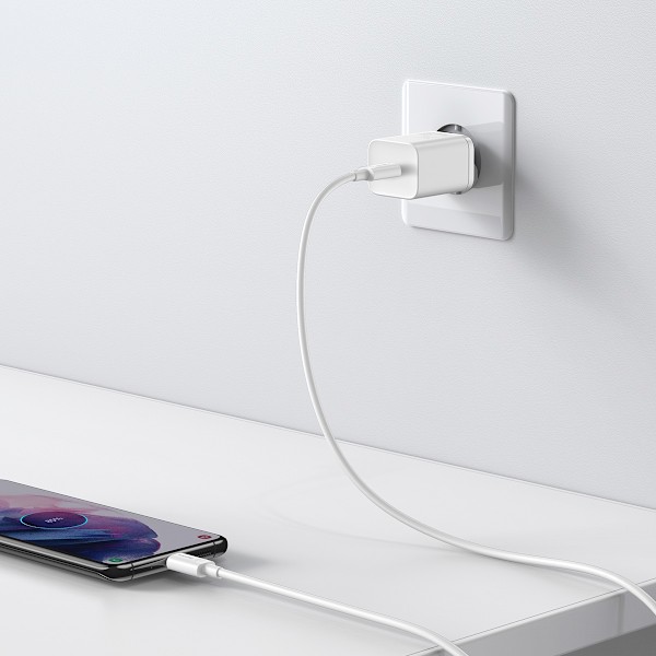 Si 25W 3A hurtig vægoplader med USB-C kabel 1m hvid