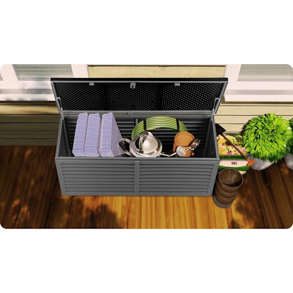 Havekasse 143 x 57 x 53,5 cm, 390 liter, sortgrå