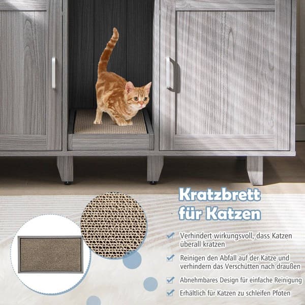 Kissanhiekkakaappi Scratch Pad & Dual Doors, harmaa