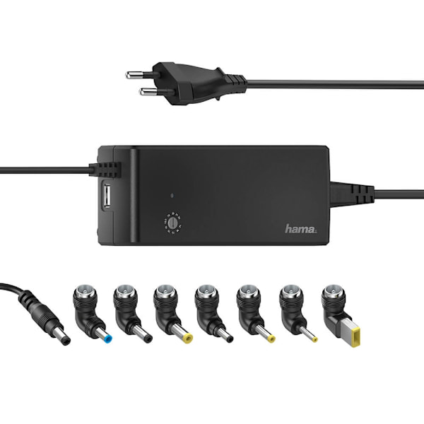 HAMA Virtalähde Kannettava yleiskäyttöinen 100-240V 12-22V/90W 8x sovitin musta