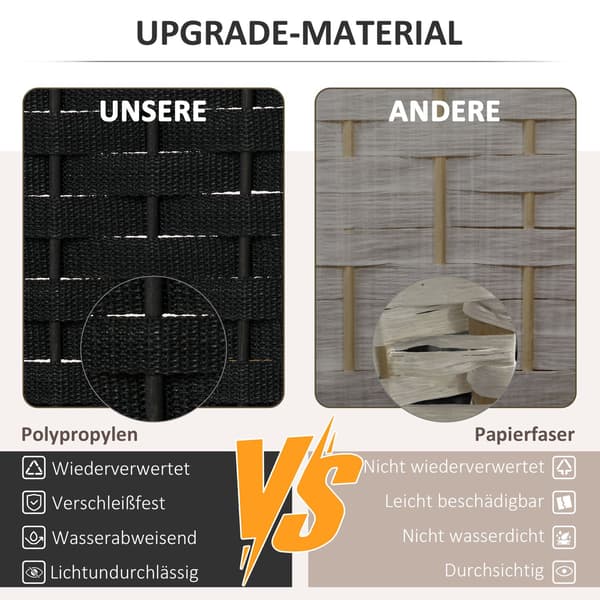6-panels rumsavdelare, vikbar insynsskydd, insynsskydd för vardagsrum, sovrum, hemmakontor, svart