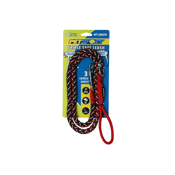 Triple Safe 4ft Leash Red