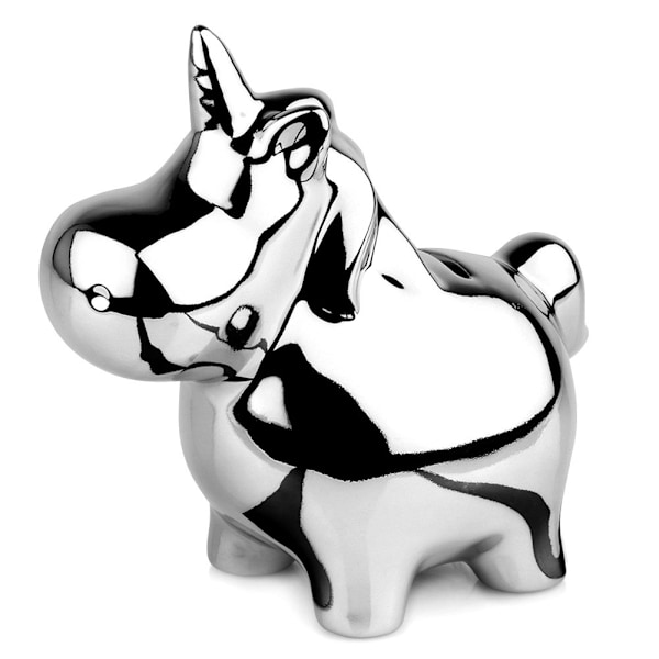 Keramisk sparegris, sølv, spejl, 18x10,5 cm