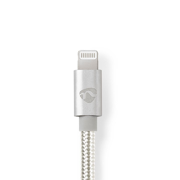 Lightning Kaapeli | USB 2.0 | Apple Lightning 8-Pin | USB-C™ Uros | 480 Mbps | Kullattu | 1.00 m | Pyöreä | Nailon / Punottu | Alumiini / Hopea | Laat
