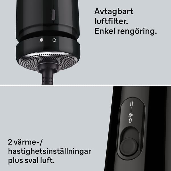 Ionisk luftstyler 700W, 2 varmeindstillinger, 2 tilbehør