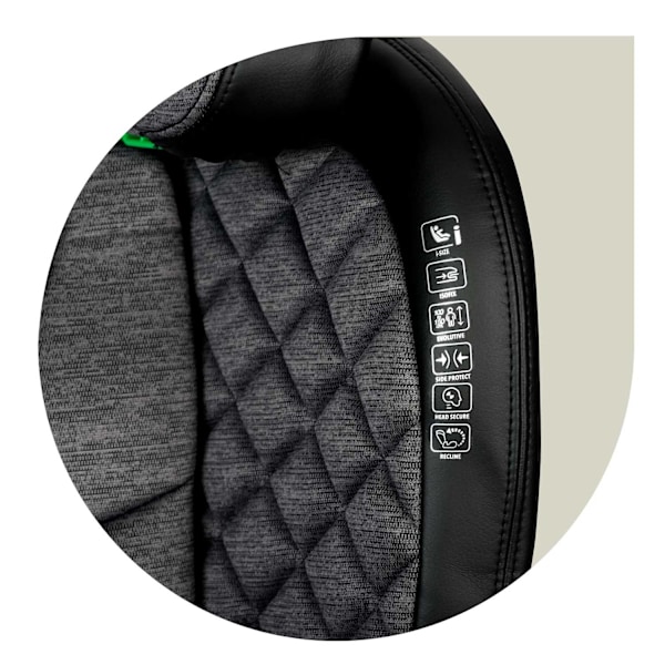 Autostol Nukido Louis sort-grå 15-36 kg ISOFIX