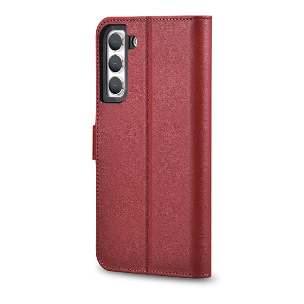 Läderplånboksfodral för Galaxy S22+, vinröd