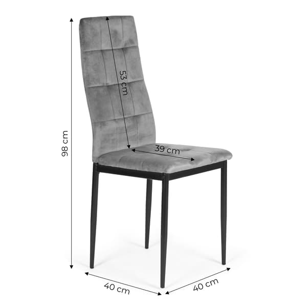 Set med 4 sammetsstolar för matsal och vardagsrum Grå ModernHome