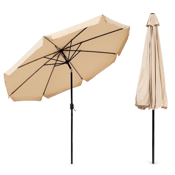 Haveparaply stor 3m diagonal knækket med en krumtap beige