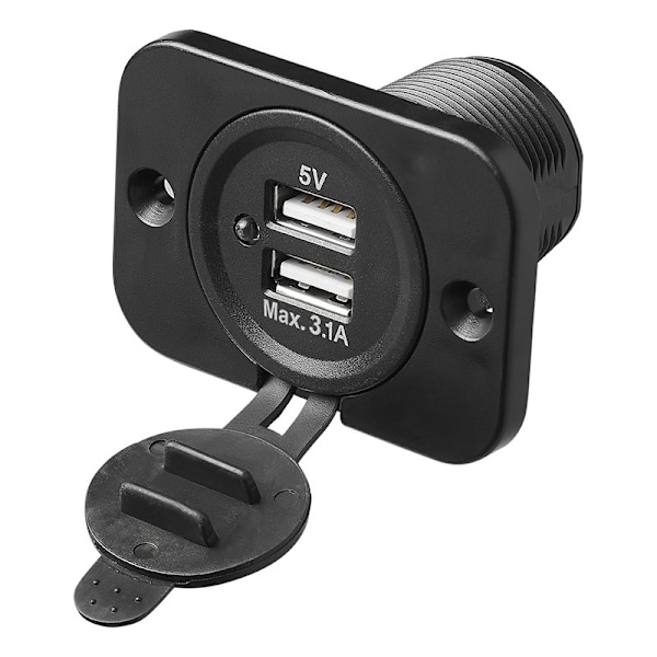 USB-port dubbel infälld montering typ A 3100mA 12V/24V