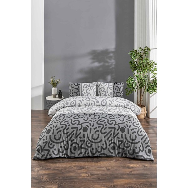 Single Quilt Cover Sæt Doodle - Sort