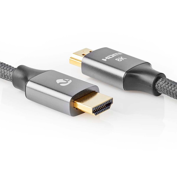 Ultra High Speed ​​HDMI ™ -kaapeli | HDMI™ liitin | HDMI™ liitin | 8K@60Hz | 48 Gbps | 3.00 m | Pyöreä | 6.7 mm | Gun Metal Harmaa | Kuorilaatikko