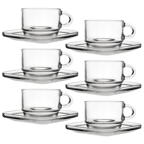 Glaskop med underkop 250 ml 6 stk.