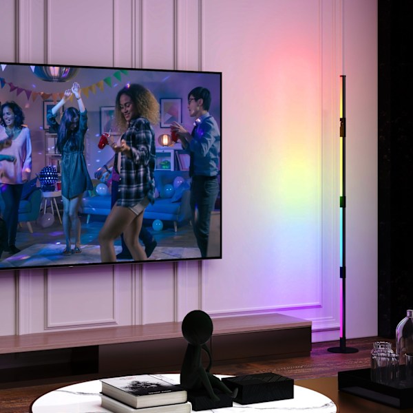 LED gulvlampe stue gulvlampe med fjernbetjening, app kontrol, dæmpbar gulvlampe med timer, musiksynkronisering, gulvlampe med scene modes, til sovevær